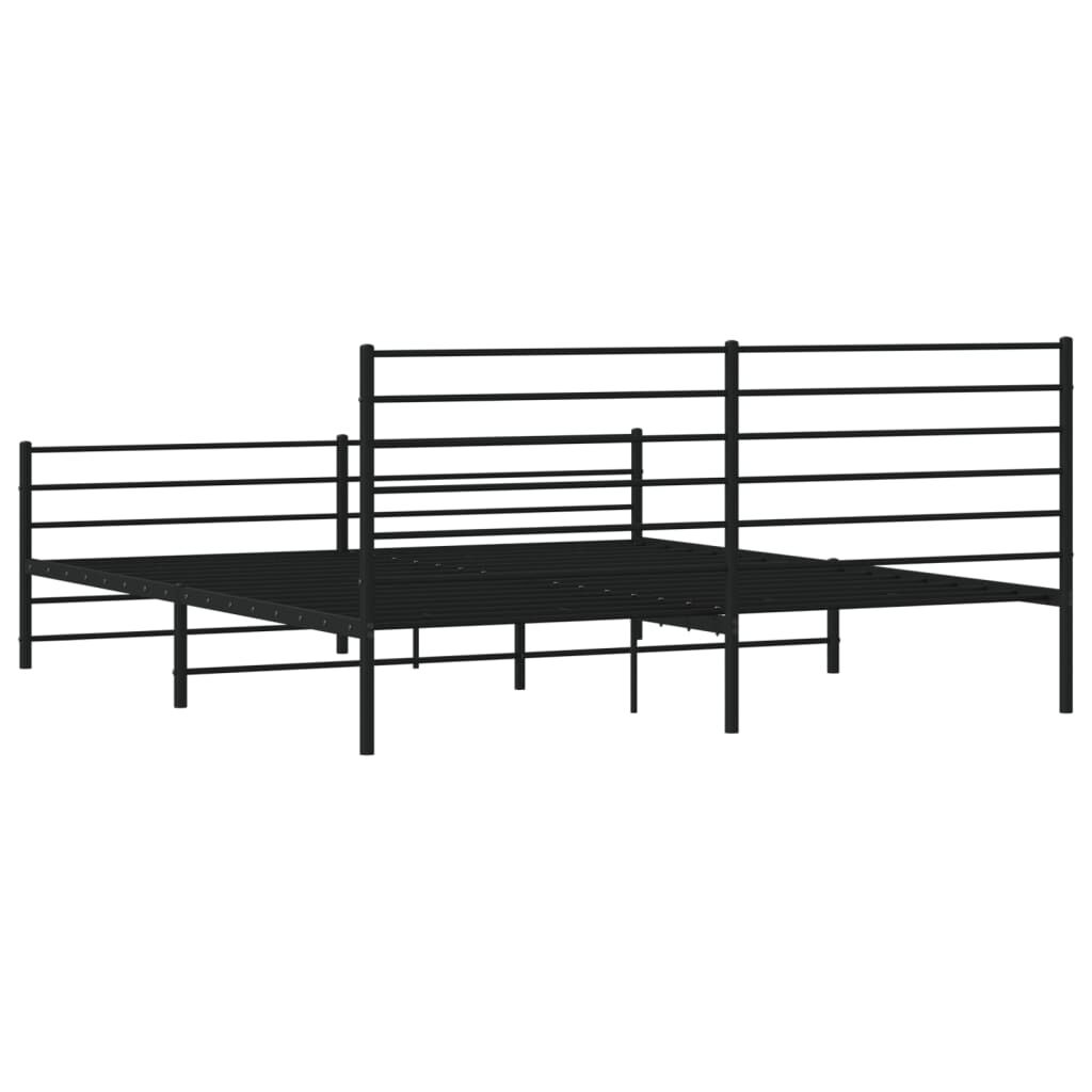 vidaXL Metal Bed Frame without Mattress with Footboard Black 183x213cm