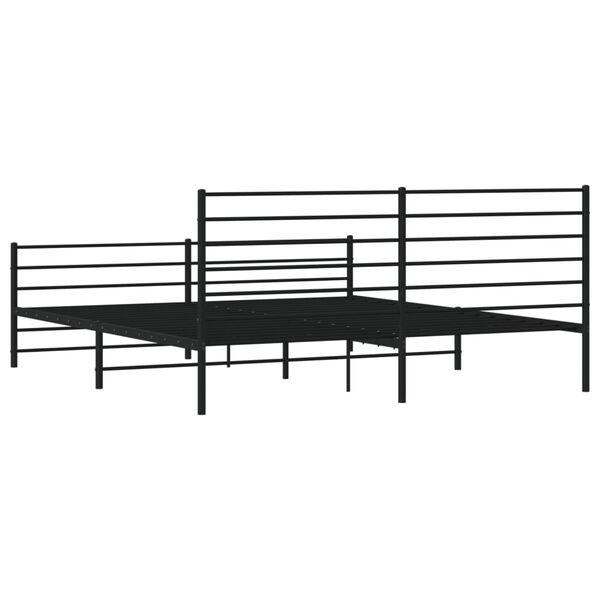 vidaXL Metal Bed Frame without Mattress with Footboard Black 183x213cm