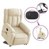 vidaXL Stand up Massage Recliner Chair Cream Fabric