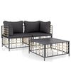 vidaXL 3 Piece Garden Lounge Set with Cushions Anthracite Poly Rattan