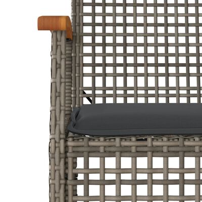 vidaXL 3 Piece Garden Dining Set with Cushions Grey Poly Rattan