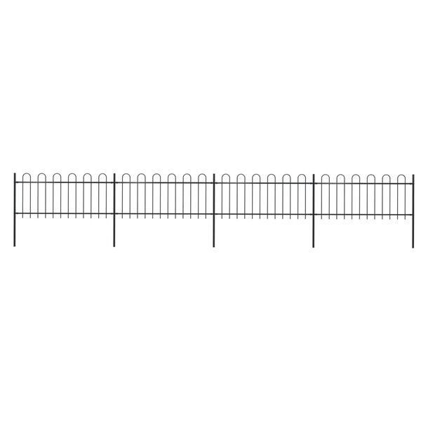 vidaXL Garden Fence with Hoop Top Steel 714.5x80 cm Black