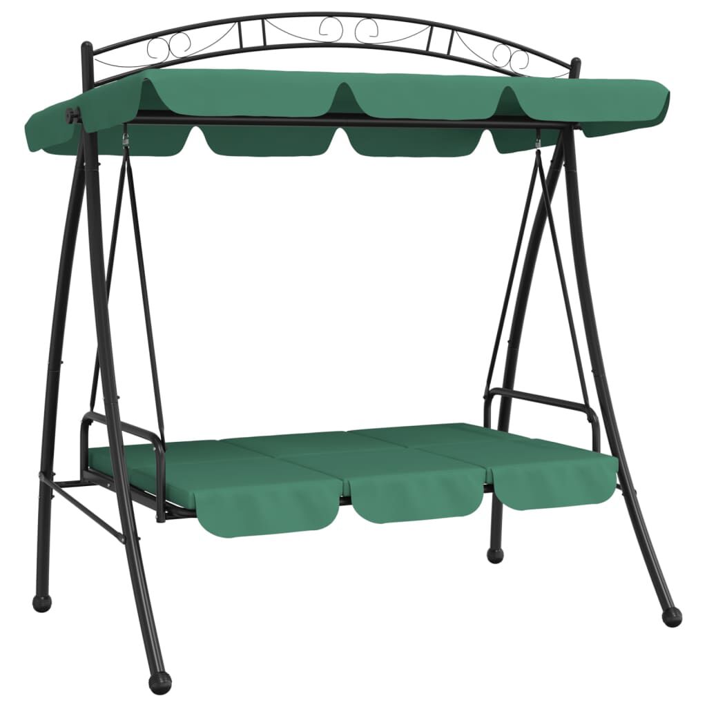 vidaXL Garden Swing Bench with Canopy Green 198 cm Fabric and Steel