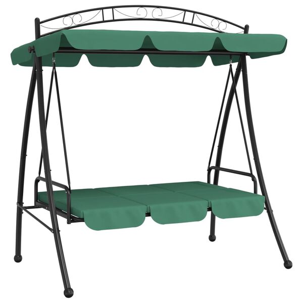 vidaXL Garden Swing Bench with Canopy Green 198 cm Fabric and Steel