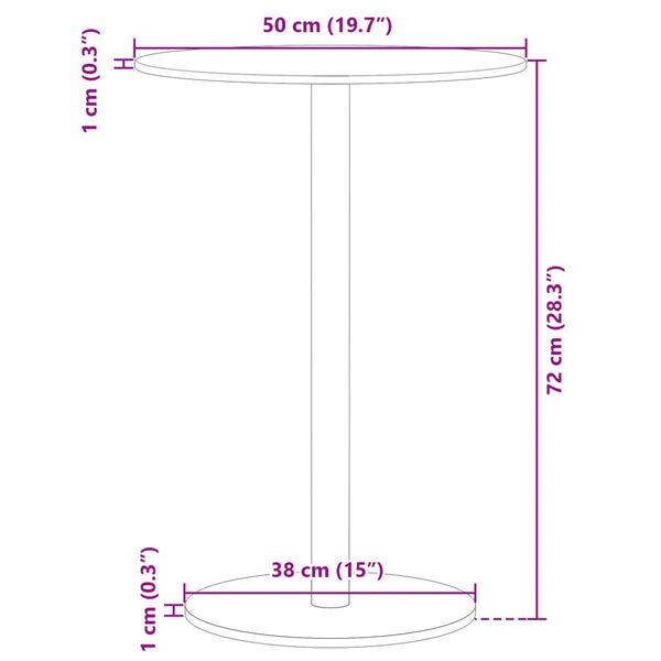vidaXL Garden Table Round Black Ø50x72 cm Steel