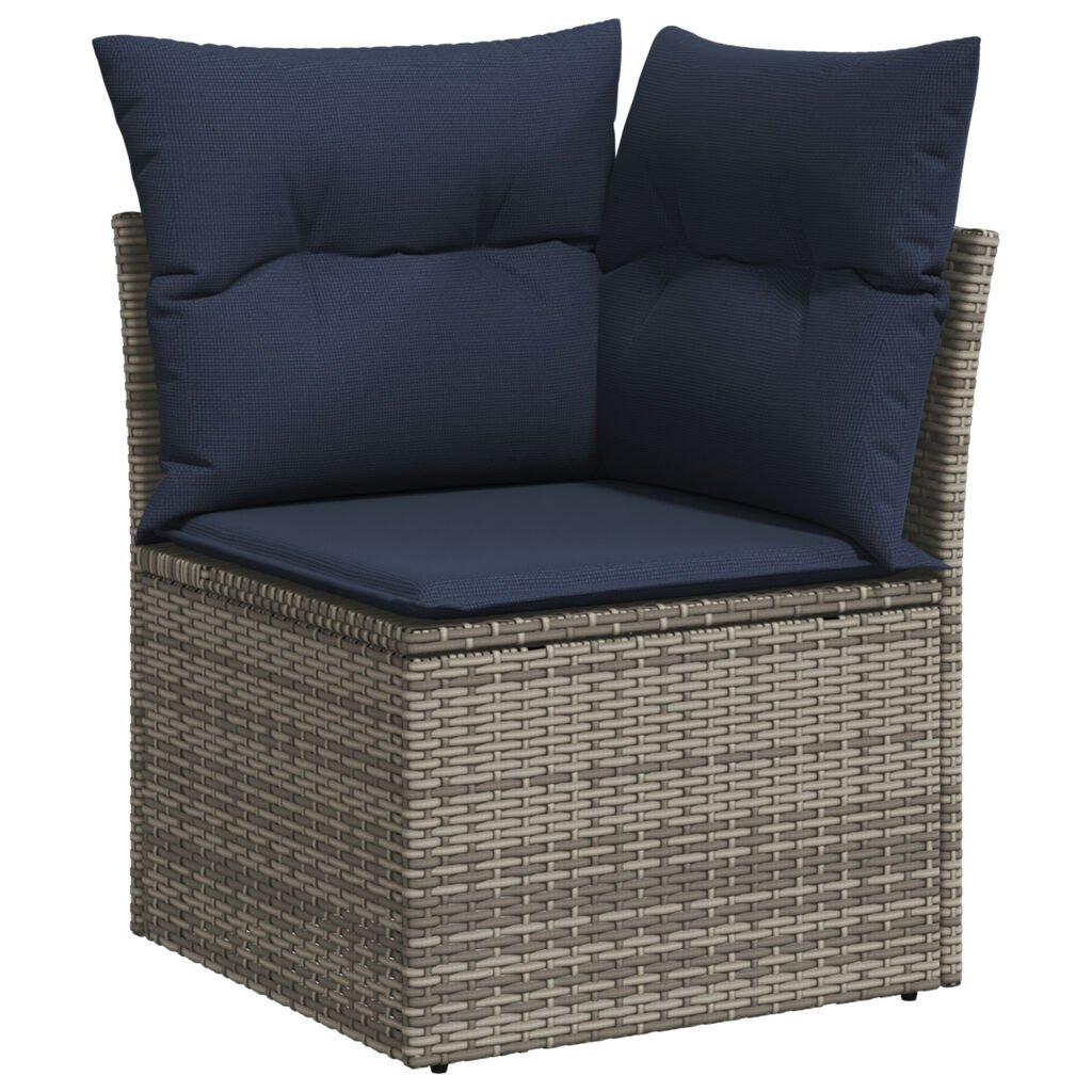 vidaXL 11 Piece Garden Sofa Set with Cushions Grey Poly Rattan Acacia