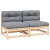 vidaXL Garden Middle Sofas with Grey Cushions 2 pcs Solid Wood Pine