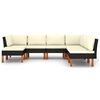 vidaXL 7 Piece Garden Lounge Set with Cushions Poly Rattan Black