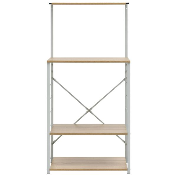 vidaXL Microwave Cabinet White and Oak 60x39.6x123 cm Engineered Wood