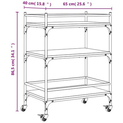 vidaXL Kitchen Trolley Black 65x40x86.5 cm Engineered Wood