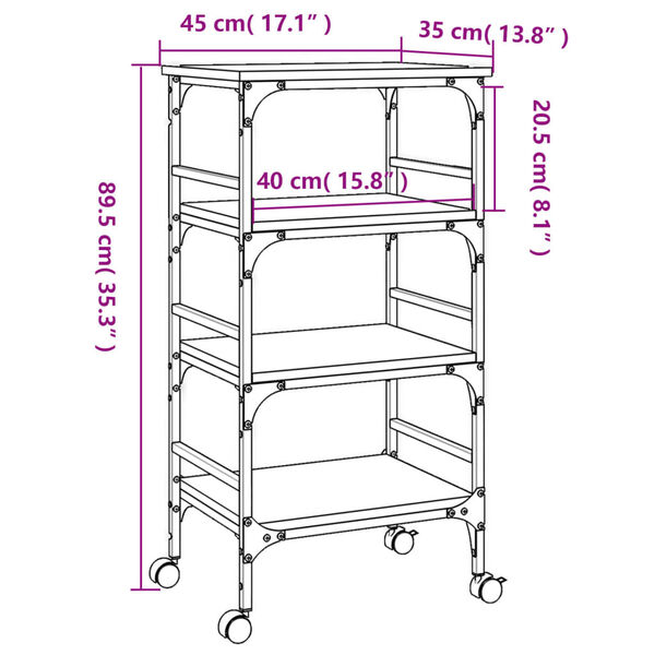 vidaXL Kitchen Trolley Black 45x35x89.5 cm Engineered Wood