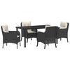 vidaXL Garden Dining Set with Cushion 5 pcs Black Poly Rattan