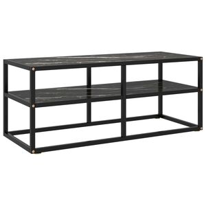 vidaXL TV Cabinet Black with Black Marble Glass 100x40x40 cm