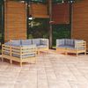 vidaXL 7 Piece Garden Lounge Set with Grey Cushions Solid Pinewood