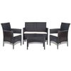 vidaXL 4 Piece Garden lounge Set with Cushions Poly Rattan Black