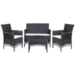 vidaXL 4 Piece Garden lounge Set with Cushions Poly Rattan Black