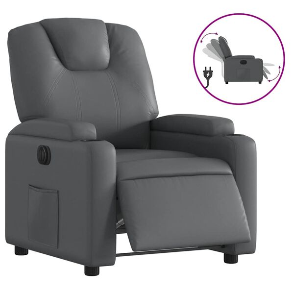 vidaXL Electric Recliner Chair Grey Faux Leather