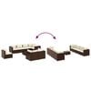 vidaXL 9 Piece Garden Lounge Set with Cushions Brown Poly Rattan