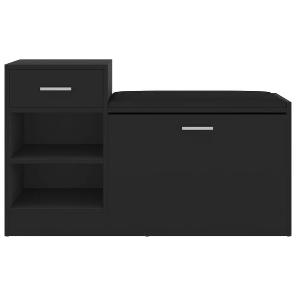 vidaXL Shoe Bench Black 94.5x31x57 cm Engineered Wood