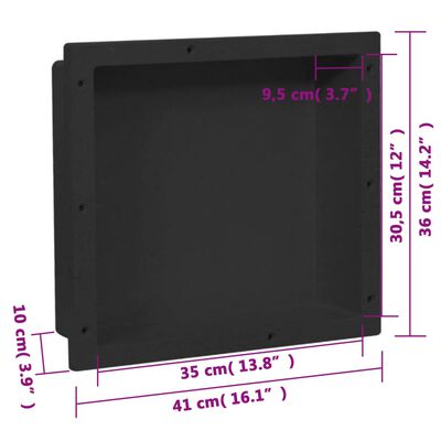 vidaXL Shower Niche Matt Black 41x36x10 cm