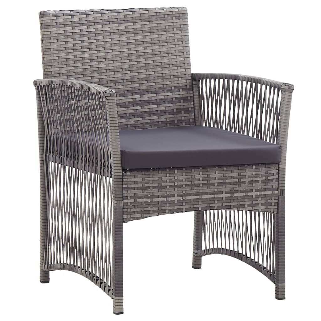 vidaXL Garden Armchairs with Cushions 2 pcs Anthracite Poly Rattan