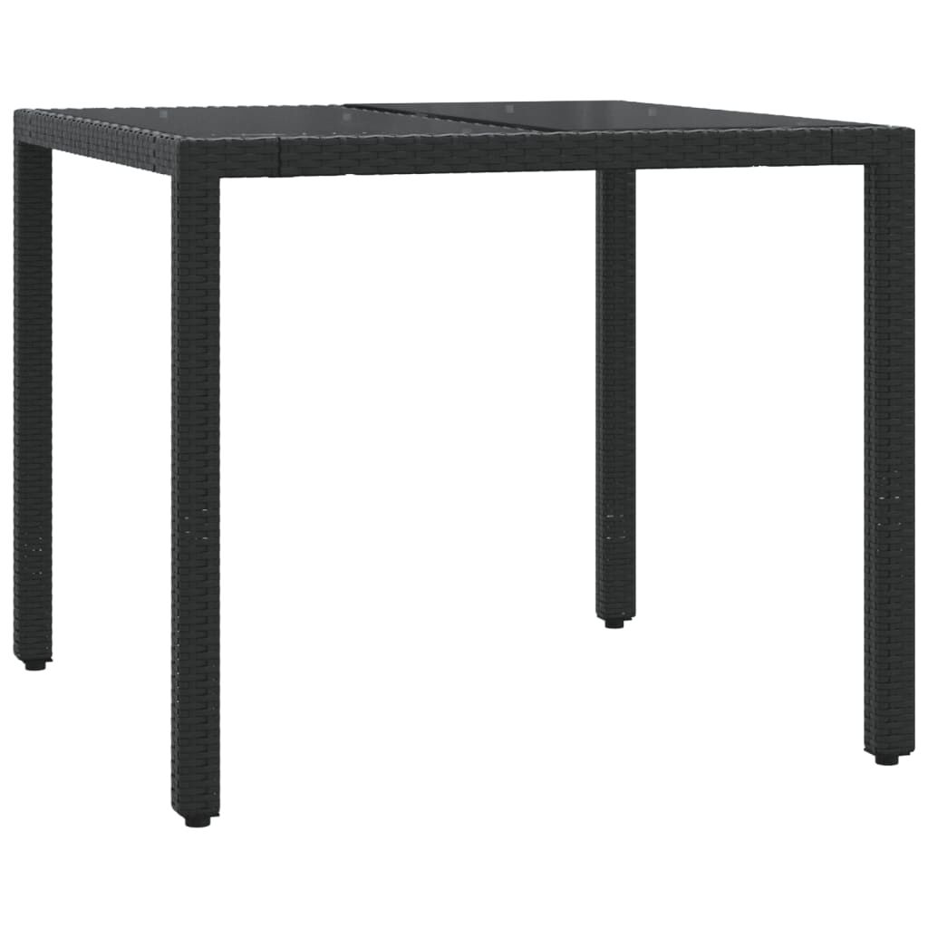 vidaXL 5 Piece Garden Dining Set with Cushions Black Poly Rattan