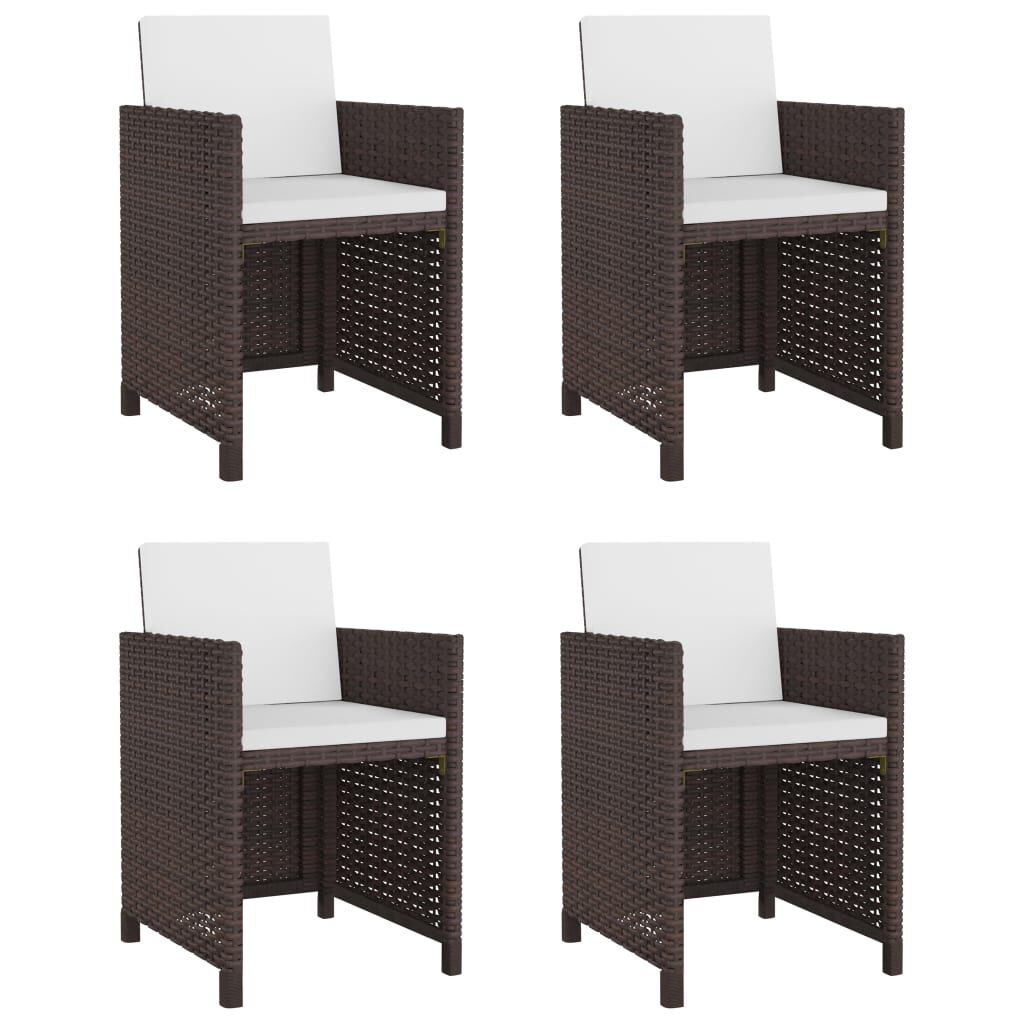 vidaXL 5 Piece Outdoor Dining Set with Cushions Poly Rattan Brown