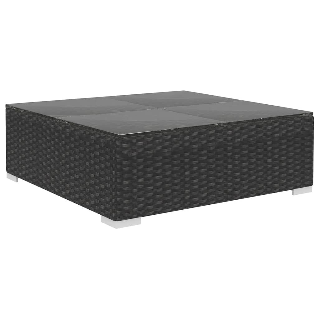 vidaXL 10 Piece Garden Lounge Set with Cushions Poly Rattan Black