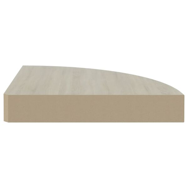 vidaXL Wall Corner Shelf Oak and White 25x25x3.8 cm MDF