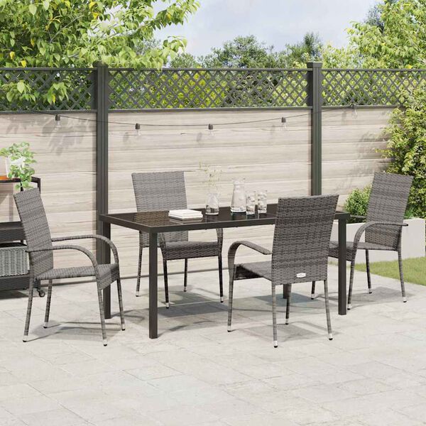 vidaXL Garden Dining Set 5 pcs Grey Powder-Coated Steel