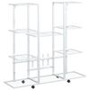 vidaXL Flower Stand with Wheels 94,5x24,5x91,5 cm White Iron