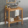 vidaXL Bathroom Vanity Cabinet Solid Teak with Sink River Stone Black