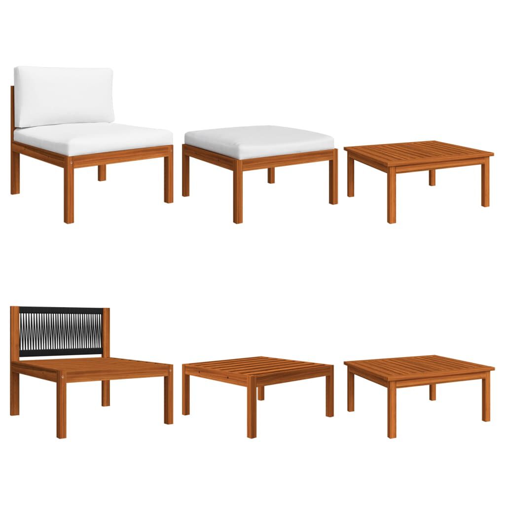 vidaXL 8 Piece Garden Lounge Set with Cushions Cream Solid Acacia Wood