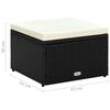 vidaXL Footstool Poly Rattan 53x53x30 cm Black
