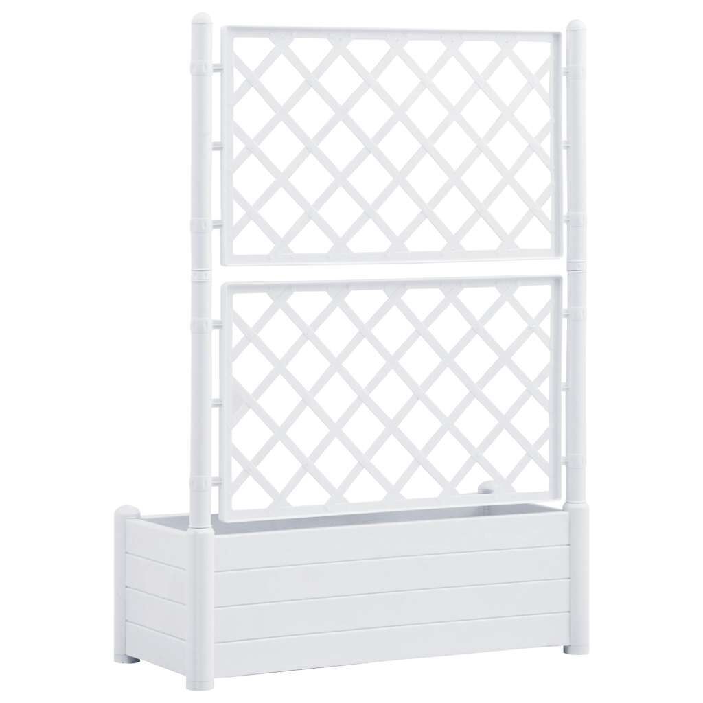 vidaXL Garden Planter with Trellis 100x43x142 cm PP White