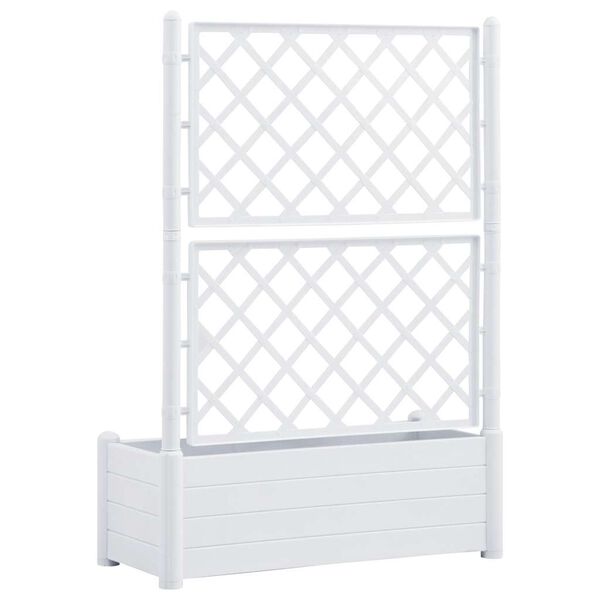 vidaXL Garden Planter with Trellis 100x43x142 cm PP White