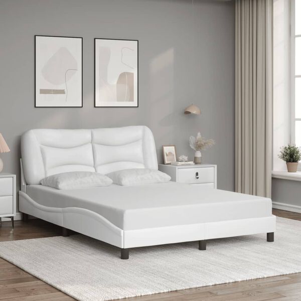vidaXL Bed Frame without Mattress "Hvar" White 137x190 cm Double Faux Leather