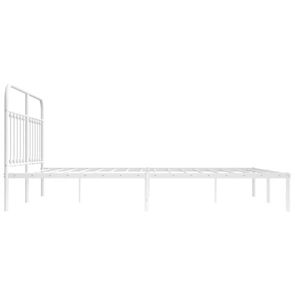 vidaXL Metal Bed Frame without Mattress with Headboard White 183x213cm