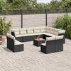 vidaXL 13 Piece Garden Sofa Set with Cushions Black Poly Rattan