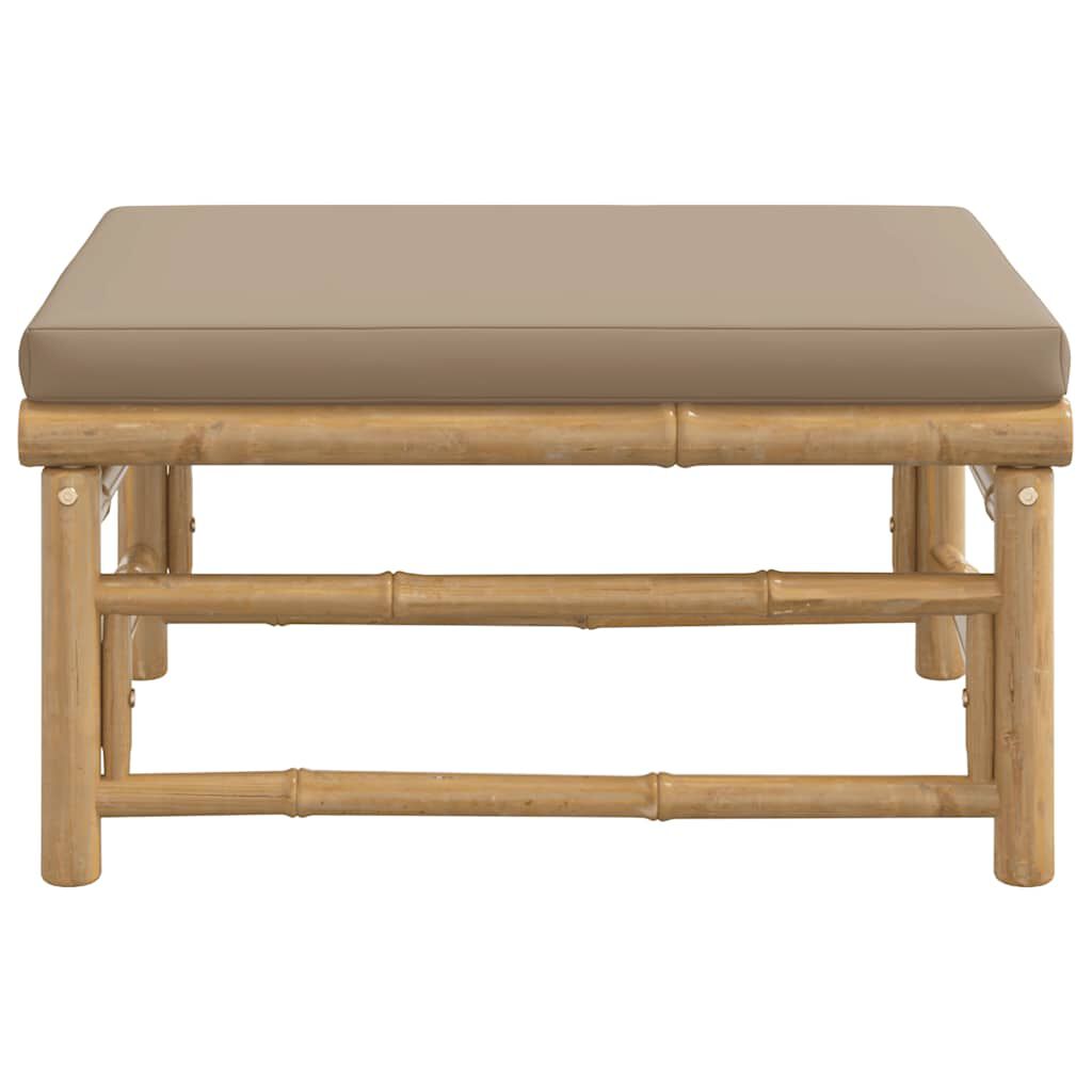 vidaXL Garden Footstool with Taupe Cushion Bamboo