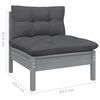 vidaXL 7 Piece Garden Lounge Set with Grey Cushions Solid Pinewood