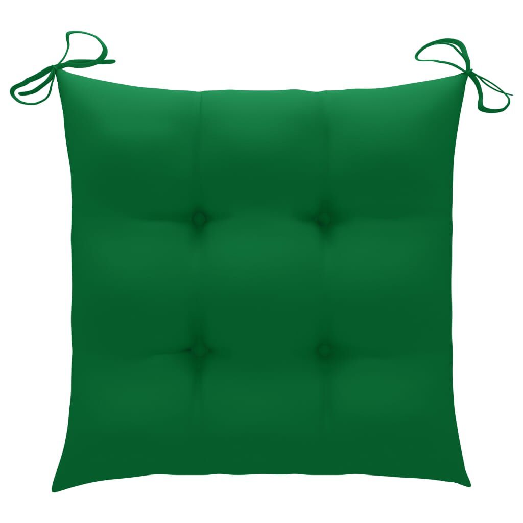 vidaXL Garden Chairs 2 pcs with Green Cushions Solid Teak Wood