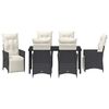 vidaXL Garden Dining Set with Cushion 7 pcs Black Poly Rattan