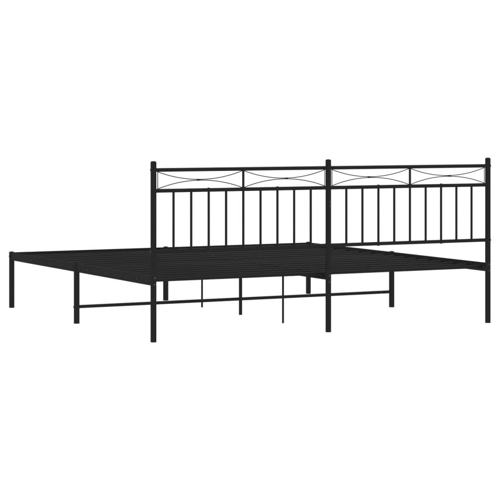 vidaXL Metal Bed Frame without Mattress with Headboard Black 193x203cm