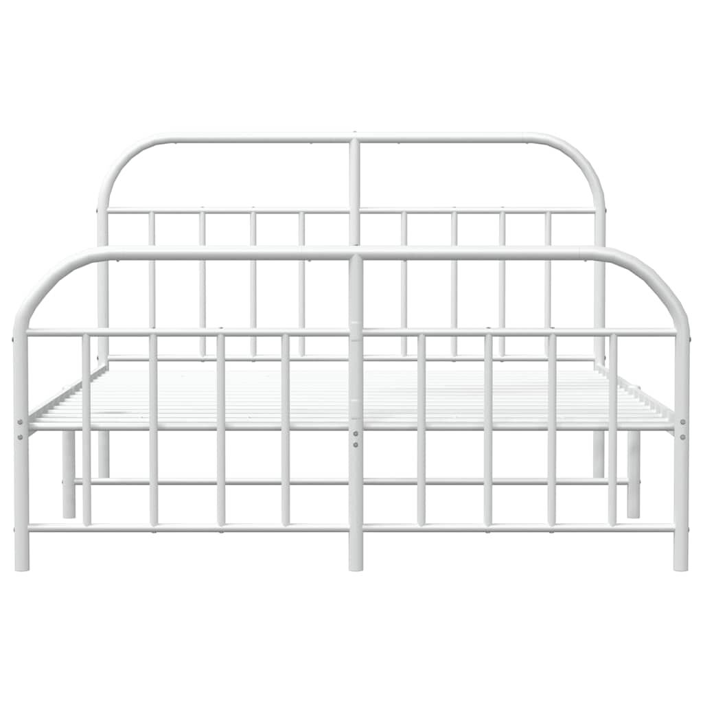 vidaXL Metal Bed Frame without Mattress with Footboard White 135x190cm