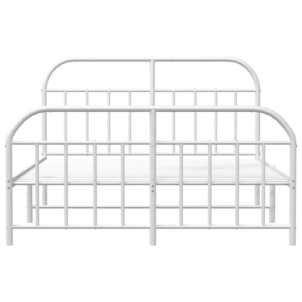 vidaXL Metal Bed Frame without Mattress with Footboard White 135x190cm