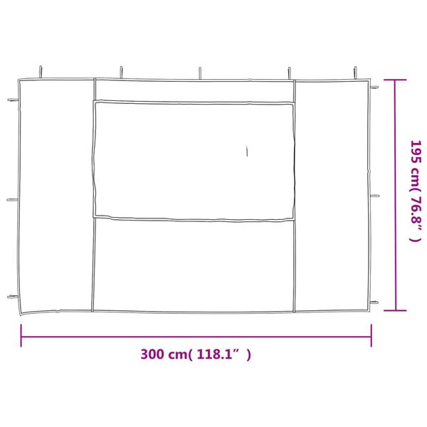 vidaXL Party Tent Sidewall 2 pcs with Window PE Green