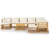 vidaXL 11 Piece Garden Lounge Set with Cushion Cream Solid Acacia Wood