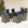 vidaXL 7 Piece Garden Dining Set with Cushions Grey Poly Rattan