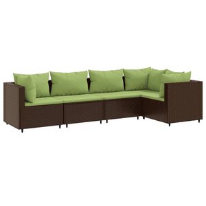 vidaXL 5 Piece Garden Lounge Set with Cushions Brown Poly Rattan